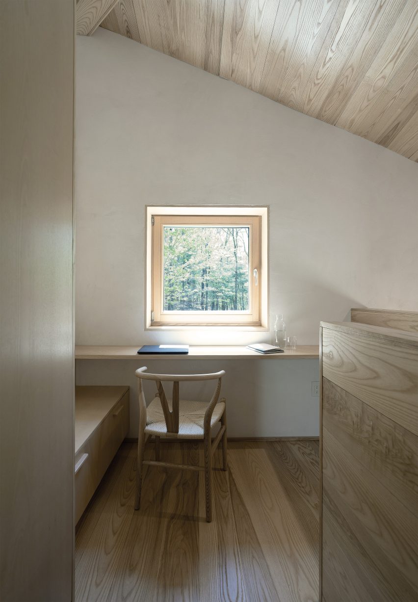 A small office in an attic space