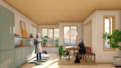 An interior drawing of a multi-family unit in a