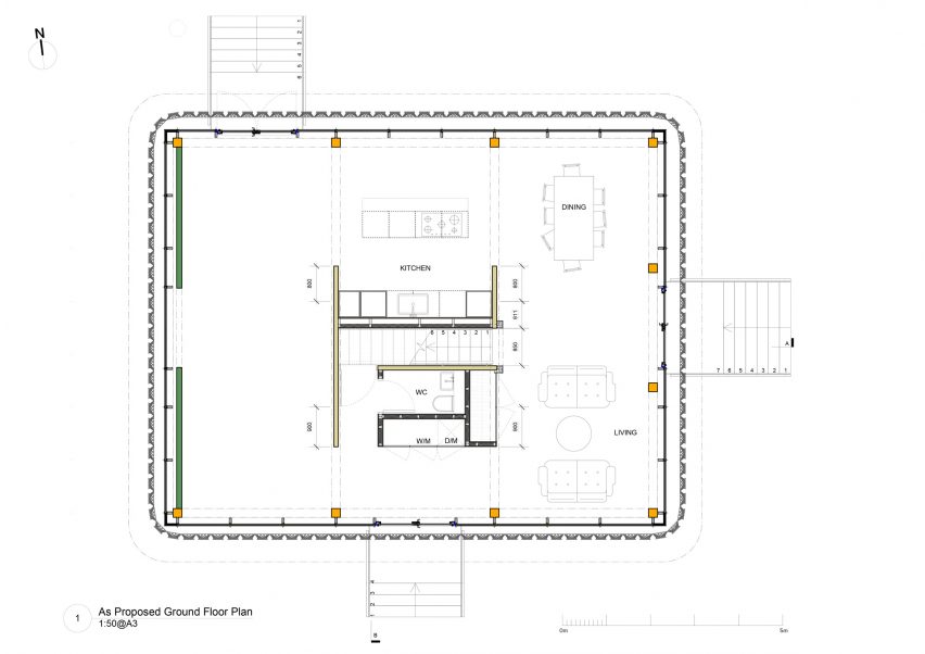 Ground floor plan of Woven house by Giles Miller Studio