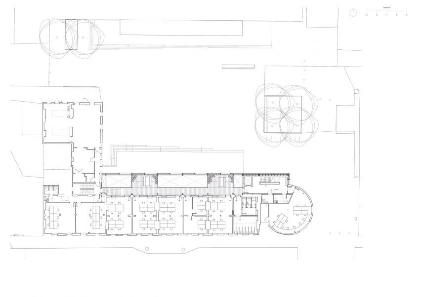 Upper floor plan of Bradbury Works by YN Studio