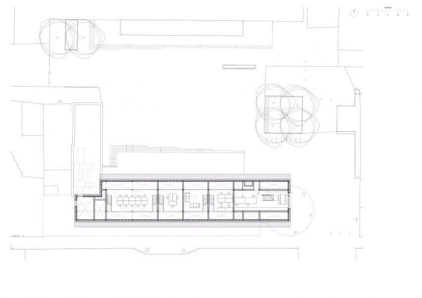 Upper floor plan of Bradbury Works by YN Studio
