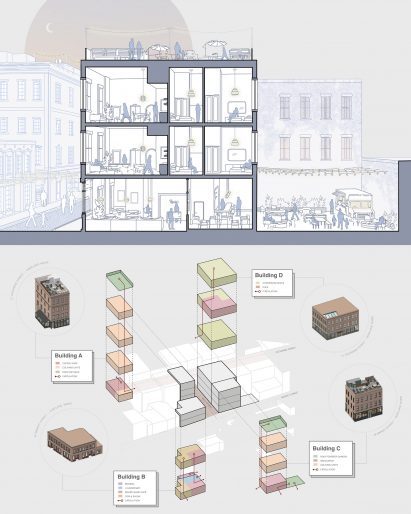 Plans for a co-working and co-living space