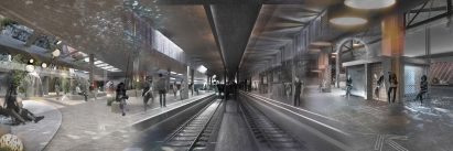 Render of a train station