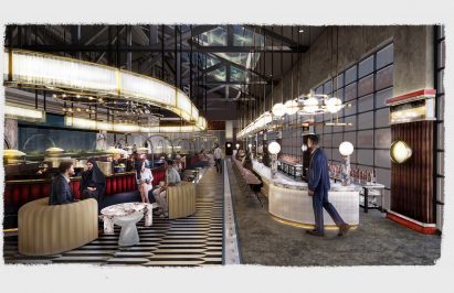 Render of a hospitality space