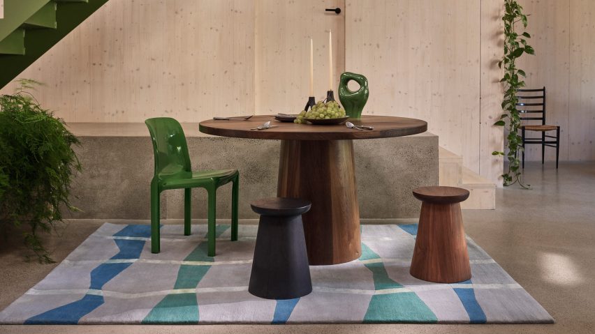 Dyson rug in blue, green and grey
