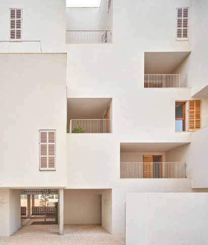Facade of a while building