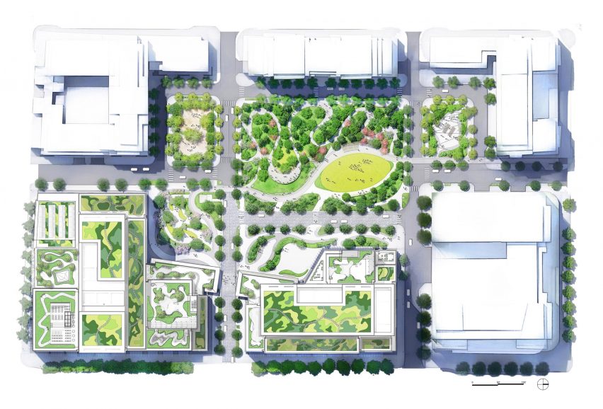 A plan of James Corner Field Operations park for Amazon