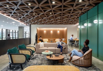 A seating area in Amazon lobby