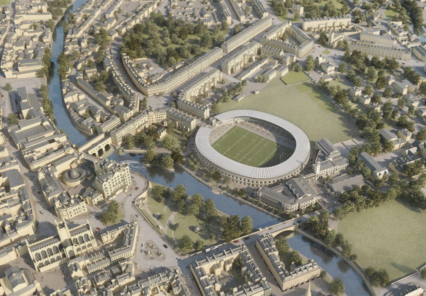 Bird's eye view of Bath Rugby stadium