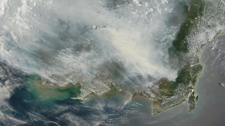 Satellite image of fires on Borneo by NASA
