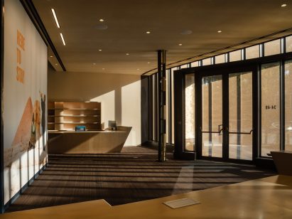 Interior lobby of Louis Armstrong Center in Queens