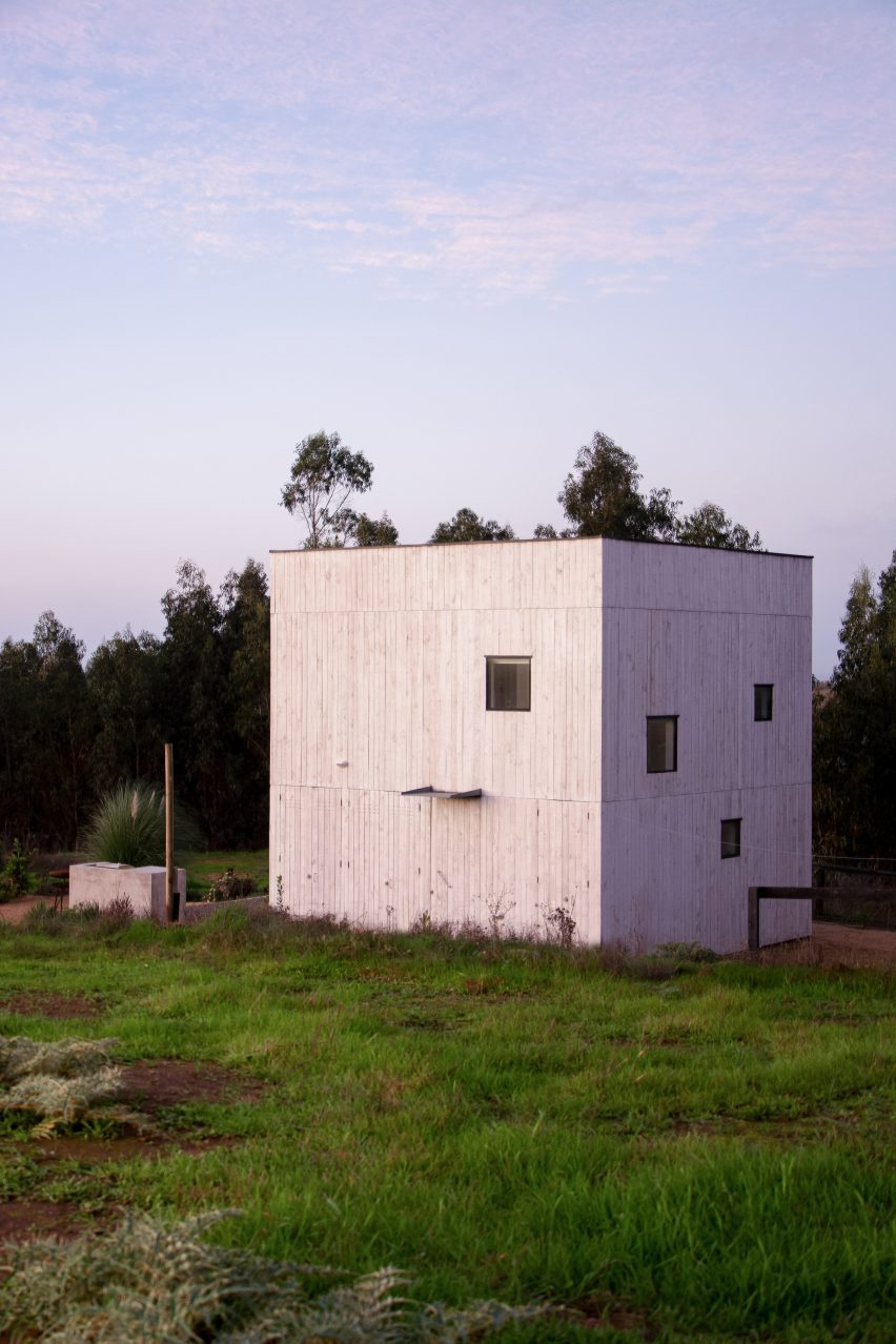 A house shaped like a white cube