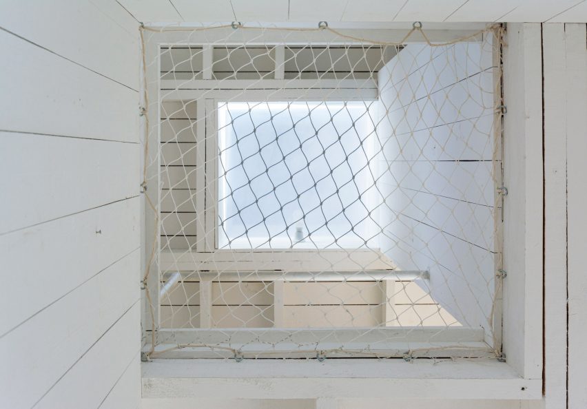 An opening covered with a net