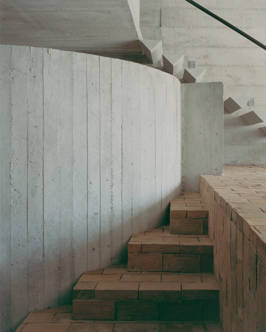 Geometric stone staircases