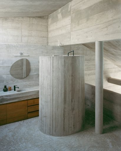 A shower in a concrete tube