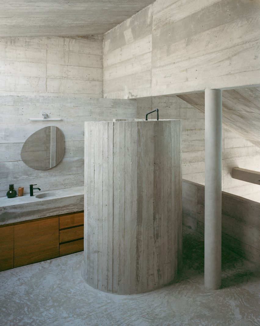 A shower in a concrete tube
