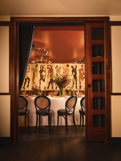 Doorway looking into a private dining room
