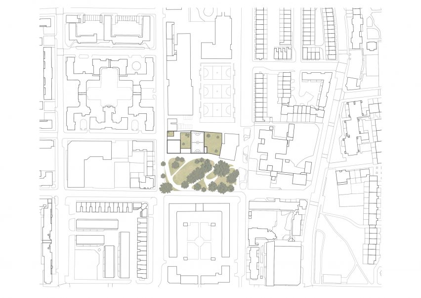 Site plan of Central Somers Town in Camden by Adam Khan Architects