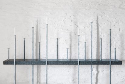 Candle sticks inside Chappelle Saint-Michel de Brasparts chapel