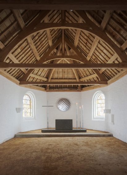 Brittany chapel interior by Ronan Bouroullec