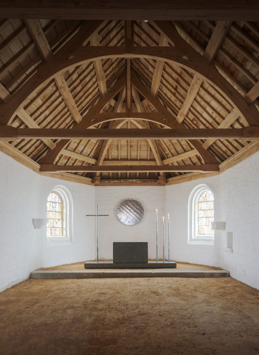 Chappelle Saint-Michel de Brasparts interior by Ronan Bouroullec