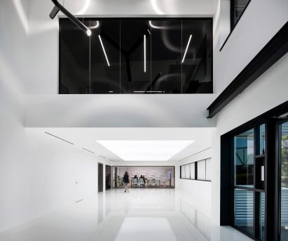 Black and white car factory