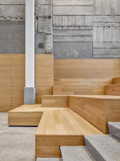 Interior view of brutalist-style building