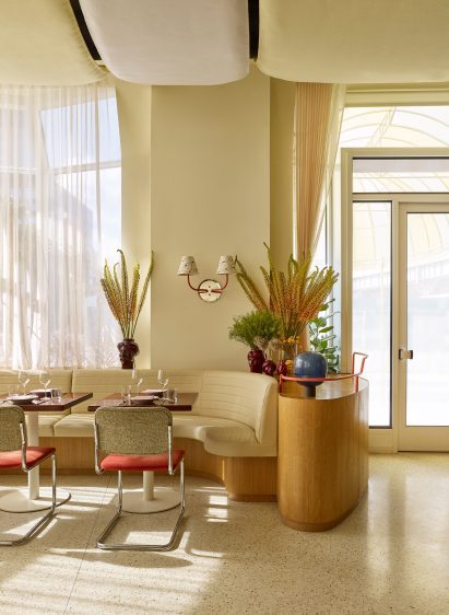 Glass door beside dining area