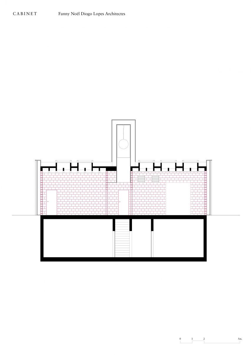 Section drawing of Gardeners House by Cabinet