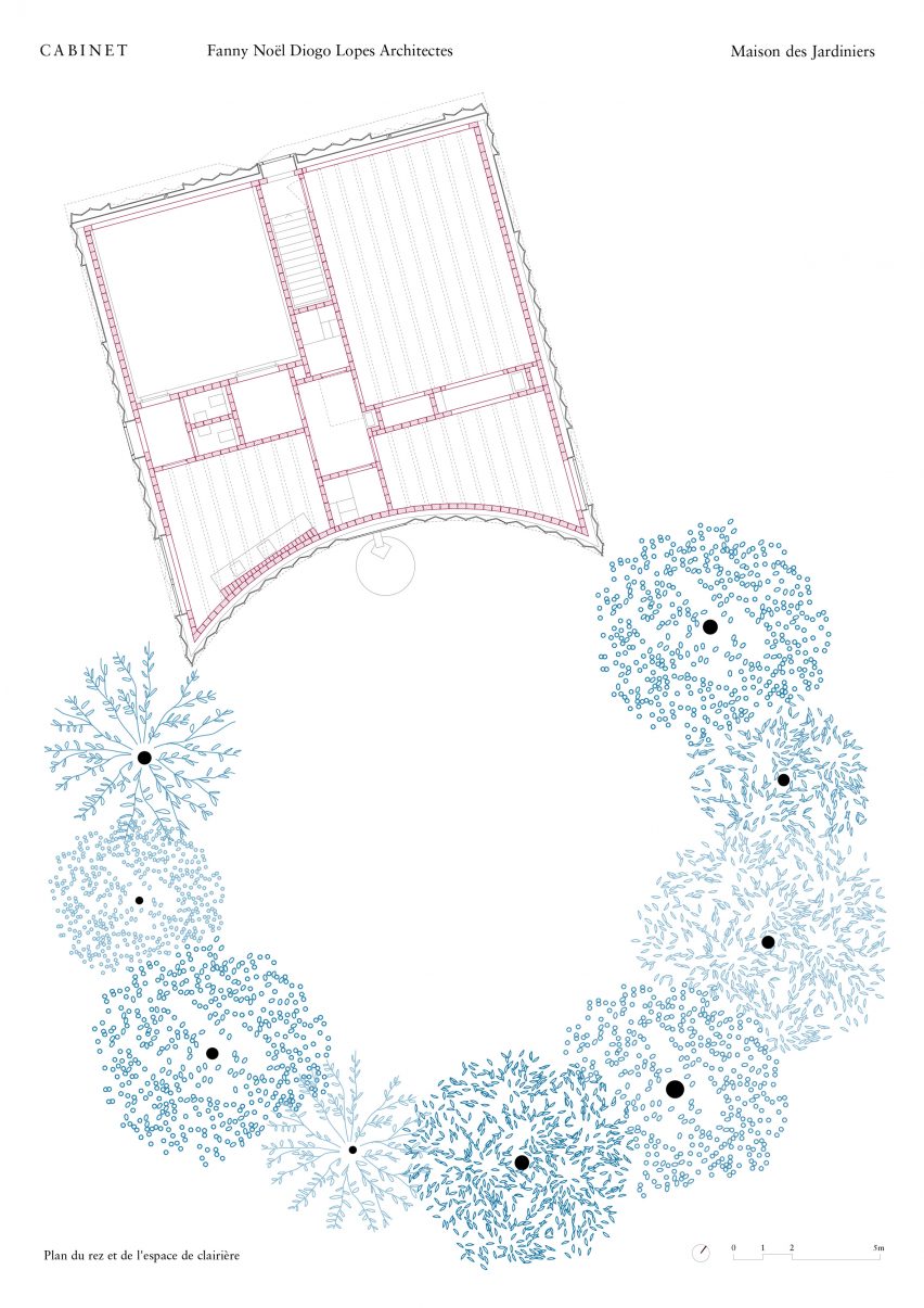 Ground floor and garden plan of Gardeners House by Cabinet