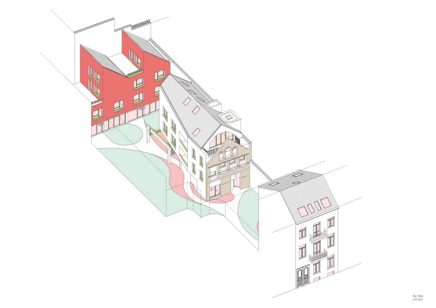 Axonometric of Duchesse in Brussels by Notan Office