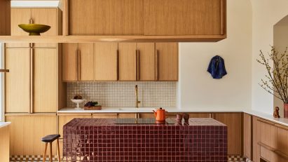 Tiled kitchen in East Village apartment