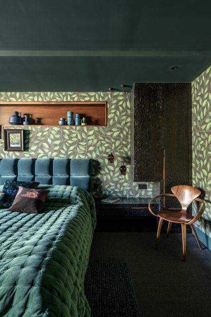Forest-toned bedroom