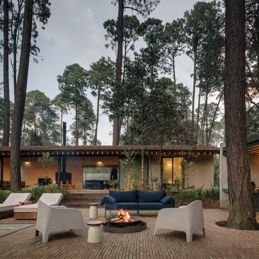 Brick pool terrace at Casa Mola by Estudio Atemporal