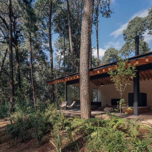 Casa Mola one-storey house with glazed walls leading to an outdoor patio by Estudio Atemporal