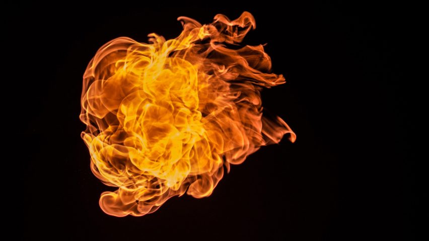 Flame with black background