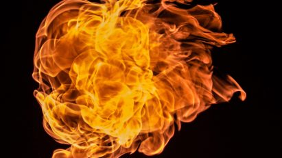 Flame with black background