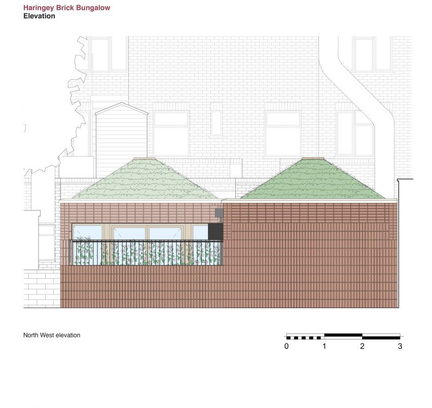 Haringey Brick Bungalow north west elevation