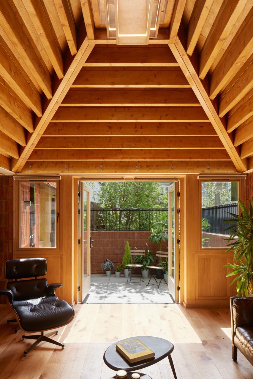 View from living area into rear courtyard