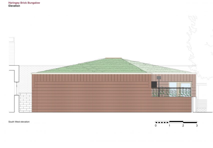 Haringey Brick Bungalow South West elevation