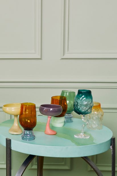 Asymmetrical pastel-hued crockery