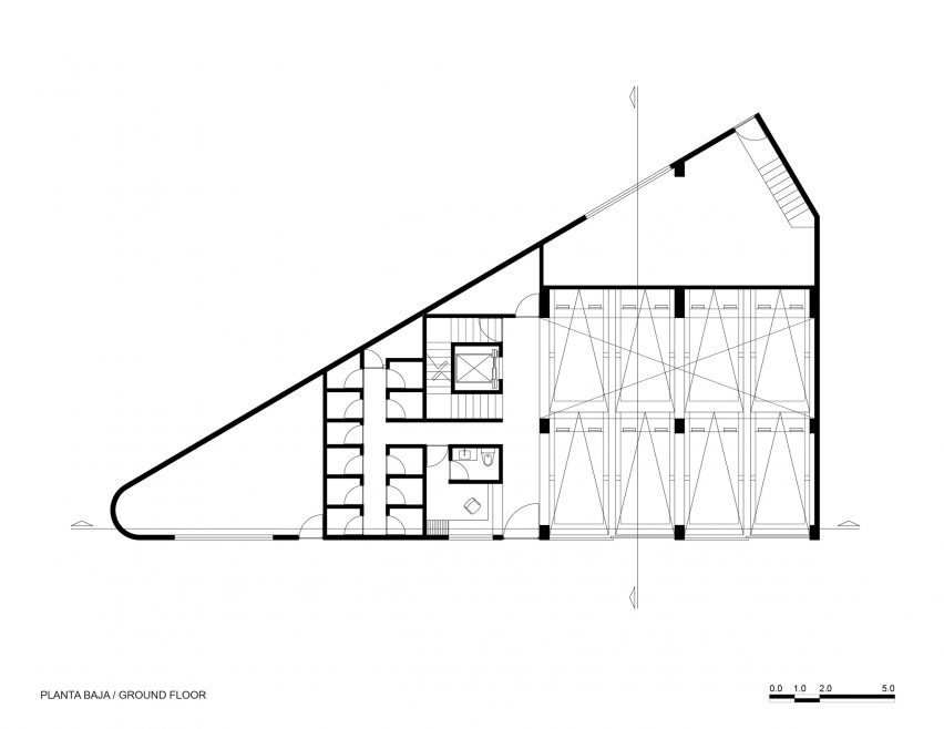 Ground floor plan of MO288 housing by HGR Arquitectos