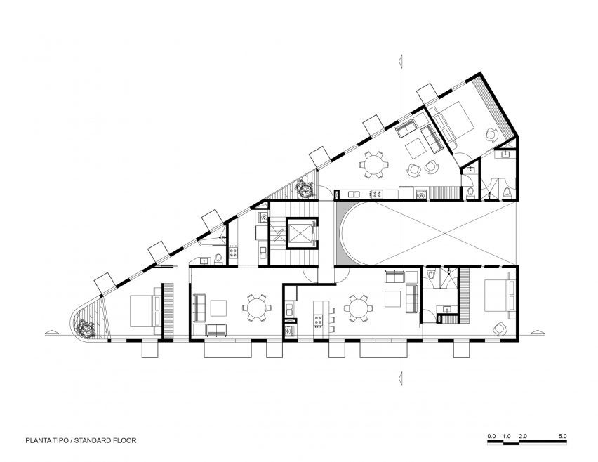 Standard floor plan of MO288 housing by HGR Arquitectos