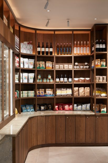 Storage displays inside cafe and bar at Tate Modern by Holland Harvey