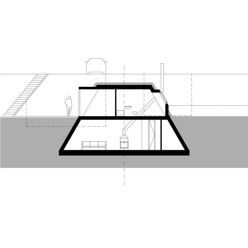 Section of Family home in Pernek by Ksa Studený