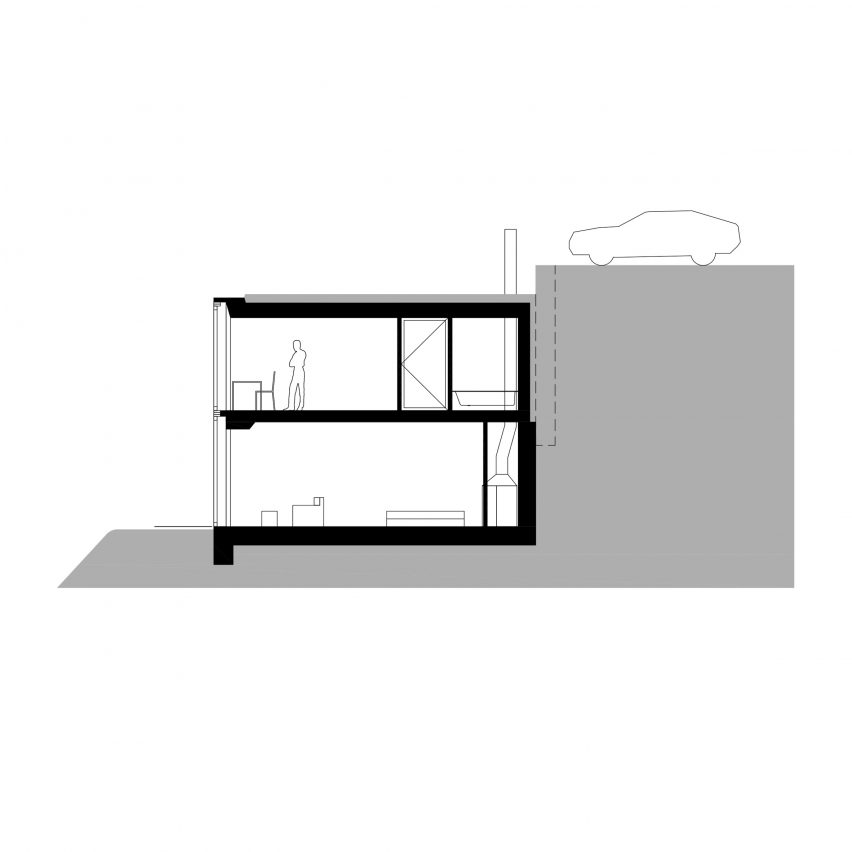 Section of Family home in Pernek by Ksa Studený
