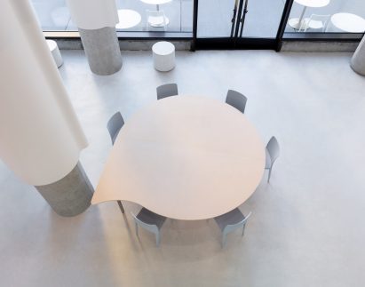 Large table in dining room from above