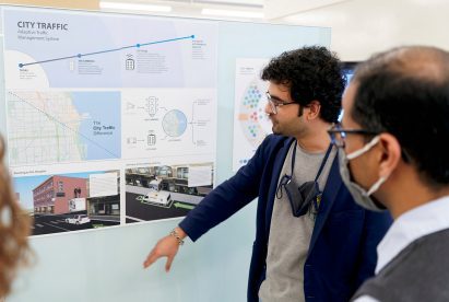 Person presenting reformed revenue policies and practices about Chicago, USA, traffic