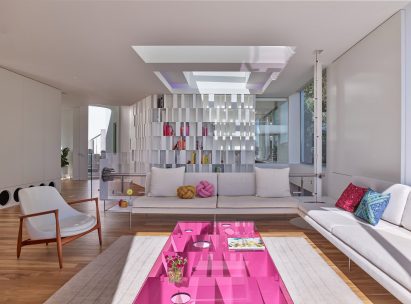 Colourful interiors within LA hillside house