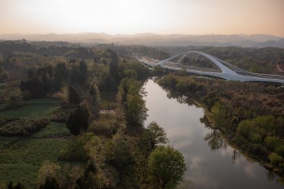 Aerial view of water through Chengdu